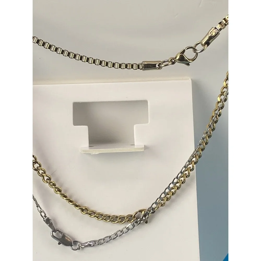 Fashion Layering Chain Necklace Set‎ Gold Tone Silver Tone Mixed Link Styles